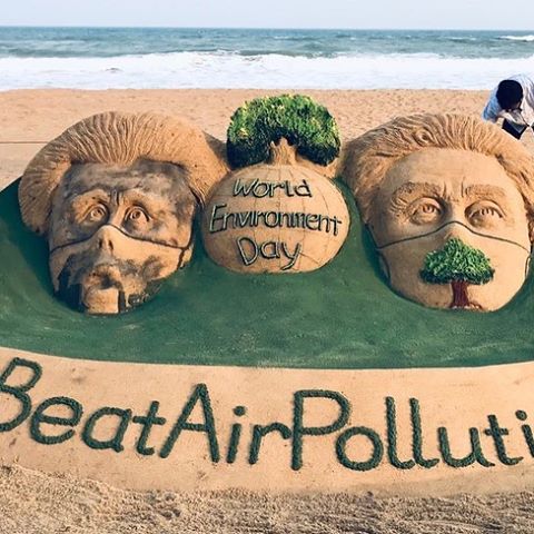 We 💚 this #BeatAirPollution #WorldEnvironmentDay sand 🎨 from Indian 🇮🇳 sand artist @sudarsansand! Be sure to share how you’re raising awareness or taking action for our planet today. 🌏🌍🌎