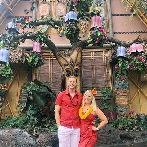 Uh oa! We’ve taken the plunge into the tiki punch bowl. Enjoying a lazy Sunday of @tikilandday treasure hunting at the Happiest Place. 🍍🌴🌺🗿