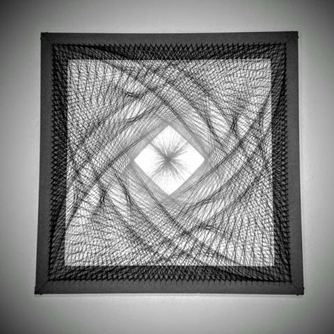 Wood nails thread #stringart #art #handmade #handworks #handmadegifts #unique #decorations #abstractart #squareart #blackandwhitephotography #bnwlovers #bwphoto #bnwart #bnw #blacknwhite  #blackart #crnobijelisvijet #modernart #instagram #instadecor #instaphoto #artphotography #creative #geometry #symmetry #decor #instahomedecor #artphotography #stile #psychedelicart #artisan