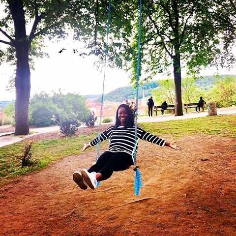 At the top of the hill, channeling my inner child. Whilst the little kids stare  at me!
.
.
.
.
.
.
.
.
#picoftheday #prague #instapassport #travel #travelgram #passport #ootd #fashioblogger #stylish #bestoftheday #photooftheday #lifestyle #blessed #instablog #instagood #streetphotography #girl #travelphotography #blackgirlsrock  #travelblogger #travelholic #letnapark