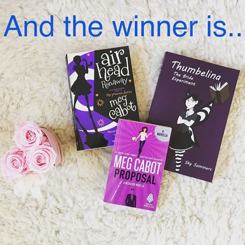 Congratulations and thank you to @tanmayabloomz ! I’ll DM you for details. #bookgiveaway #winner #freebooks #newaddition #bookshelf #thankyou #congratulations #megcabot #airheadbook #mediatorseriesbymegcabot #skysommers #thumbelinabrideexperiment