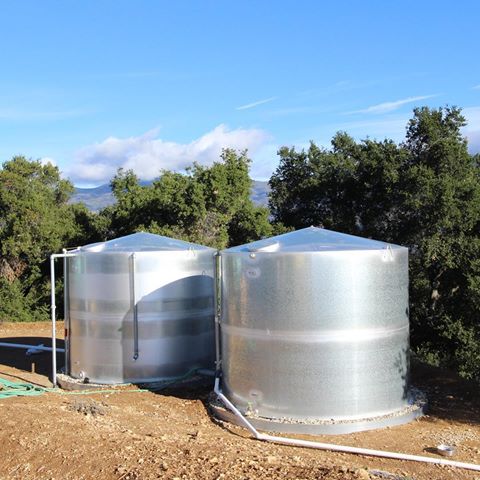 Ojai job requiring water supply - swipe left to see how we made em look like wine barrels