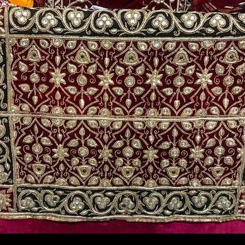 Exquisite old mirror work customised handwork in silver n semi precious stones by our family for God’s throne in our temple with a matching backdrop or also known as pichwai on velvet  dating back to the 1910s. Well preserved and used during particular festivals. #antique #antiques #indianart #handwork #mirrorworkfabric #velvet #zardozi #familyheirlooms #myhouseisaminimuseum #art #embroidery #silverthread #oldhouse #semipreciousstones #templehouses #jdconnoisseur
