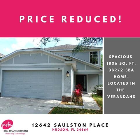 ✅Price Reduced
💰$199,997
📍4950 12642 Saulston Pl. Hudson, FL 34669
🚪 3BR/2.5BA
🗣 Click here to see full details 👉 https://www.instarealestatesolutions.com/property/T3162545