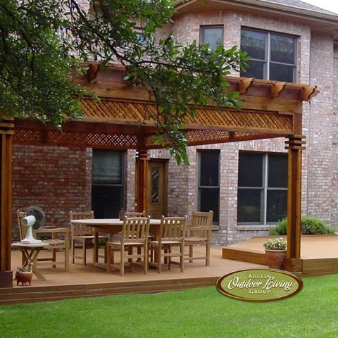 A pergola is simply a structure composed of columns and a roofing grid. 
The roofing grid can either be open or covered depending on the amount of shade you want. 
Pergolas can also be freestanding or attached directly to your house.